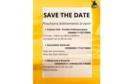 Prochaines dates importantes !